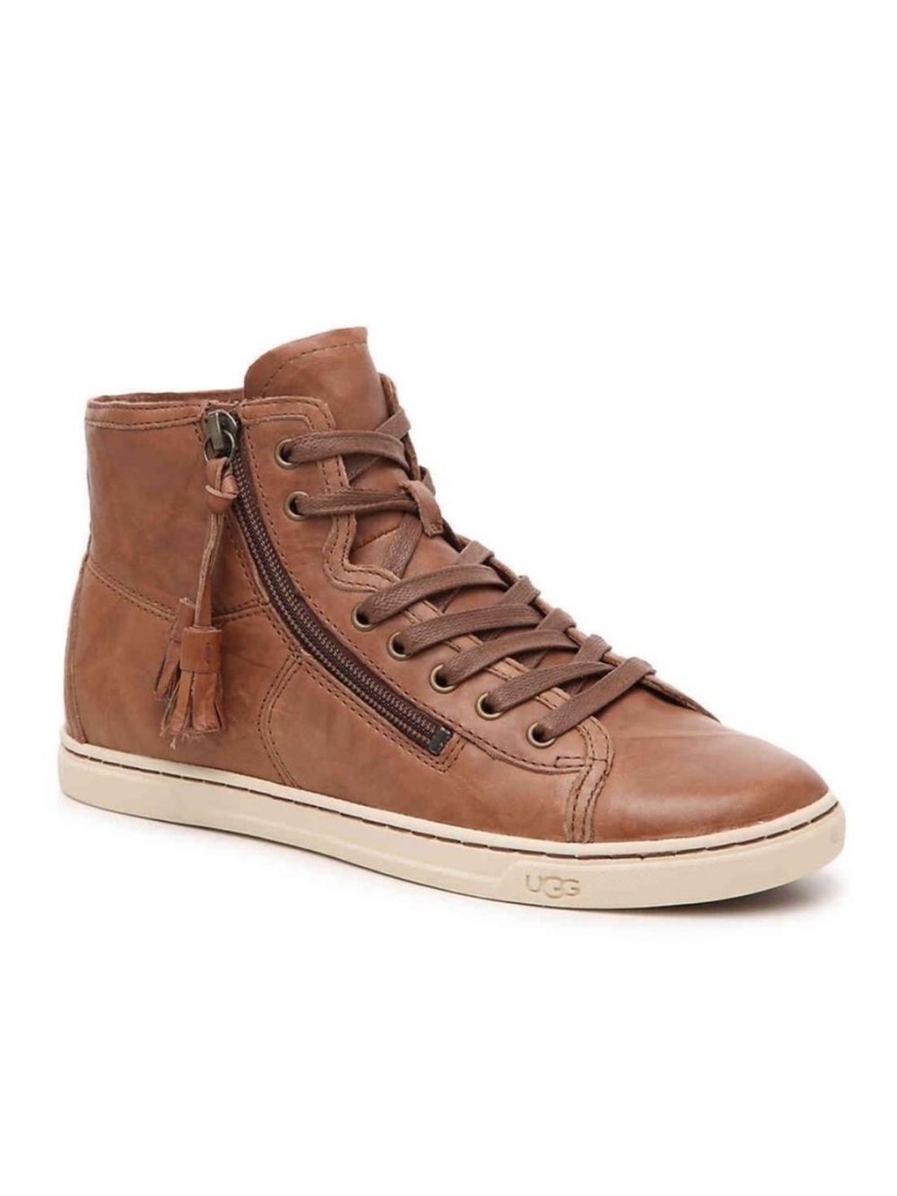 UGG Leather High-Top Sneakers — Brown
